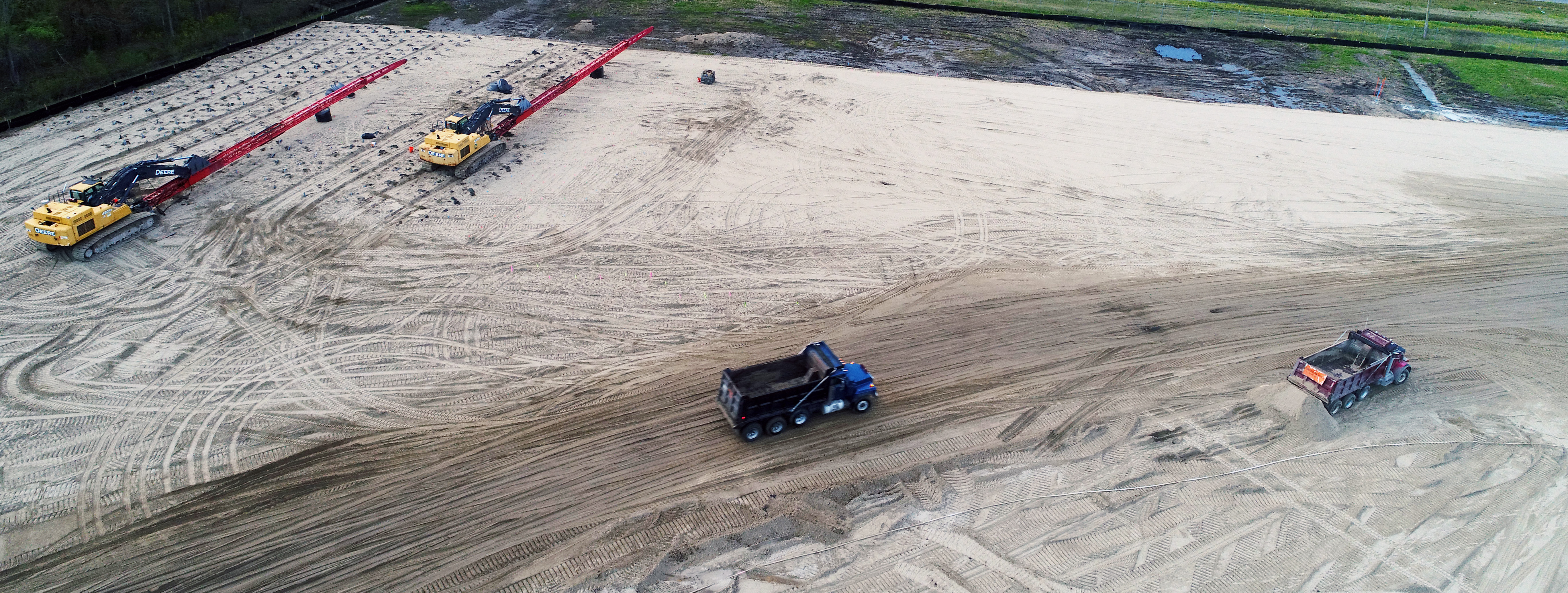 An aerial shot of a job site