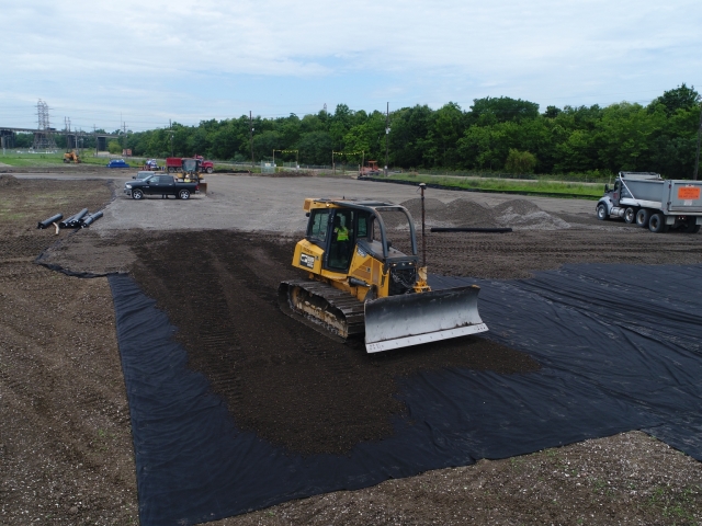 a dozer on a job site