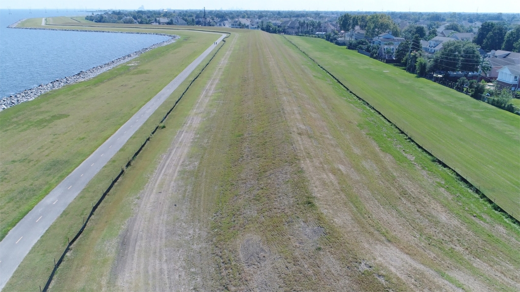 a drone shot of the kenner levee