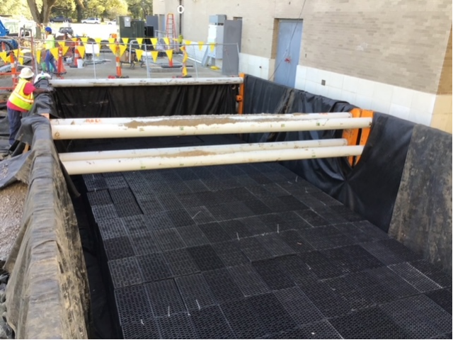 Geotextile Fabric & Crates Installed for RTANK